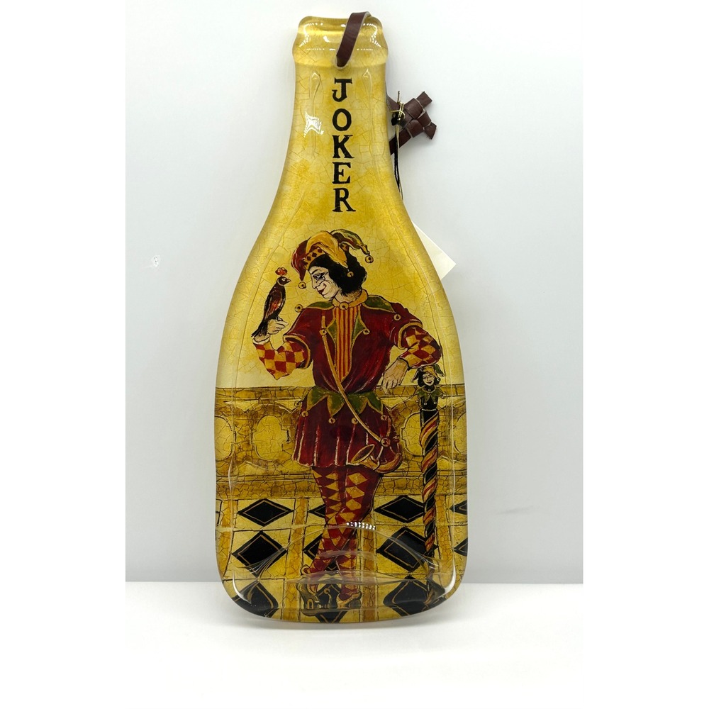 Cypress Home Jokers Wild Melted Glass Bottle Server Jester Cheese Tray Wall Art